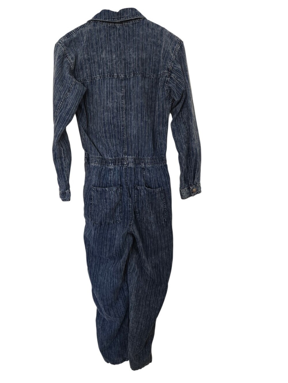 🌟 Free People We The Free Denim Utility Jumpsuit | Pinstripe Button Front Boile - Picture 9 of 9